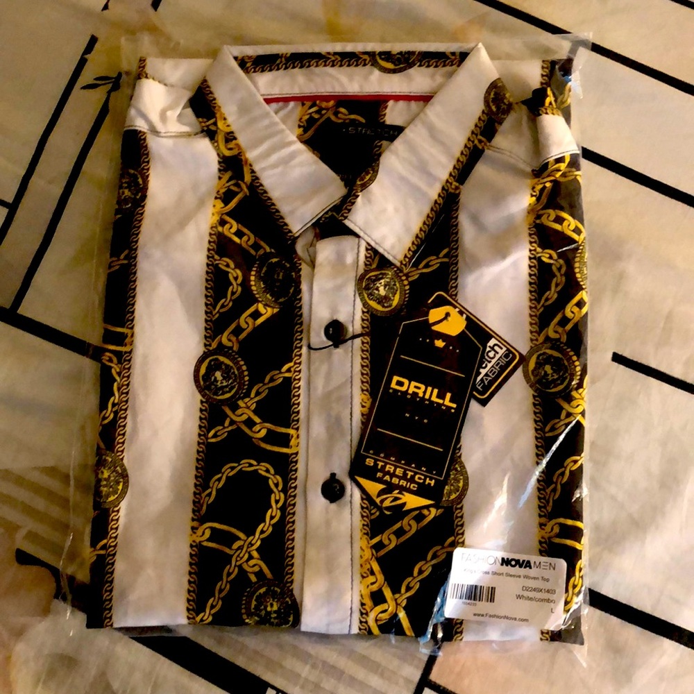 King’s cross short sleeve shirt black, gold and white